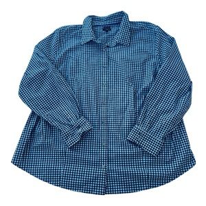 Talbots Women’s Petite 22 W black Plaid Button Down Shirt